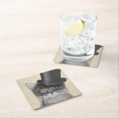 Graue Katze mit Top Hat Rechteckiger Pappuntersetzer (Vor Ort)