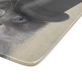 Graue Katze mit Top Hat Schneidebrett (Ecke)