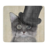 Graue Katze mit Top Hat Schneidebrett (Vorderseite)