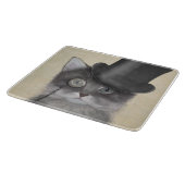 Graue Katze mit Top Hat Schneidebrett (Ecke)