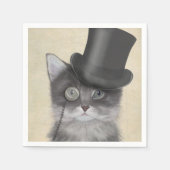 Graue Katze mit Top Hat Serviette (Vorderseite)