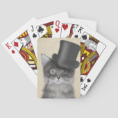 Graue Katze mit Top Hat Spielkarten (Rückseite)