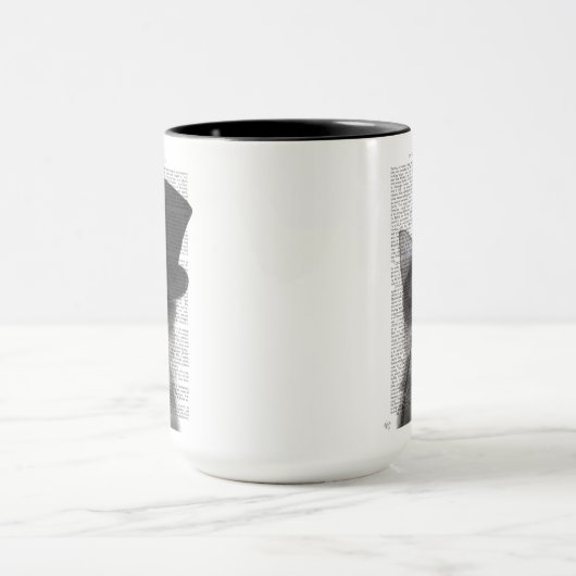 Graue Katze mit Top Hat Tasse (Zentrum)