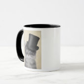 Graue Katze mit Top Hat Tasse (Vorderseite Links)