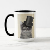 Graue Katze mit Top Hat Tasse (Links)