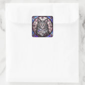 Graue Katze Quadratischer Aufkleber (Tasche)