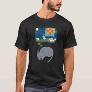 Graue Katze schläft Schafe zählen Träumen Retro Wo T-Shirt