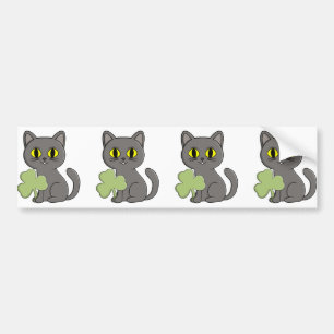 Graue Katze Shamrock Kleeblatt-Anhänger Autoaufkleber