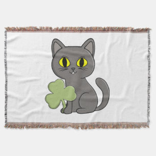 Graue Katze Shamrock-Kleeblatt-Anhänger Decke