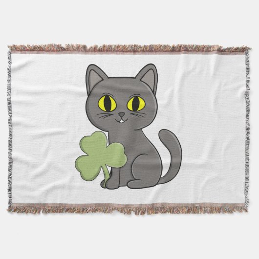 Graue Katze Shamrock-Kleeblatt-Anhänger Decke (Vorderseite)