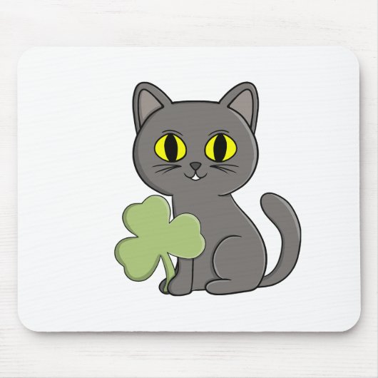 Graue Katze Shamrock Kleeblatt-Anhänger Mousepad (Vorne)