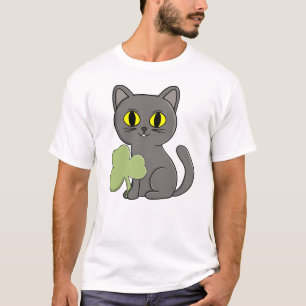 Graue Katze Shamrock Kleeblatt-Anhänger T-Shirt