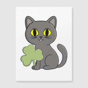 Graue Katze Shamrock Kleeblatt Charm Magnetkarte