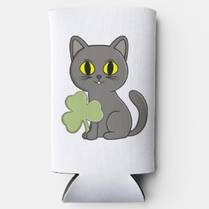 Graue Katze Shamrock Kleeblatt Charm Selters Dosenkühler
