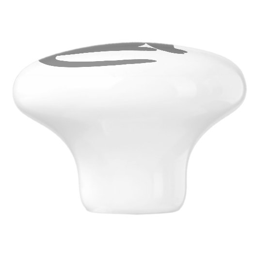 Graue Katze sitzend rechts Keramikknauf (Seitenansicht)