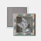 Graue Katze Tier-Erinnerungsanker Magnet (Vorderseite/Rückseite)