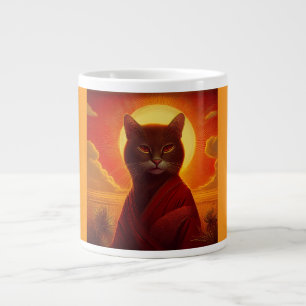 Graue Katze trägt modischen Bademantel in der Sonn Jumbo-Tasse