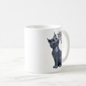 Graue Katze und Fledermaus Kaffeetasse (VorderseiteRechts)