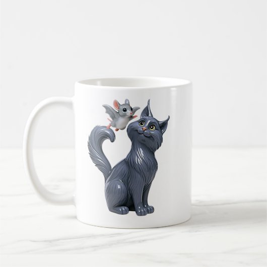 Graue Katze und Fledermaus Kaffeetasse (Links)