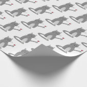 Graue Katze und Maus mit Wein Geschenkpapier (Ecke)