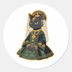 Graue Katzen-Bridal-Tempel-Schmuck-Sticker Runder Aufkleber