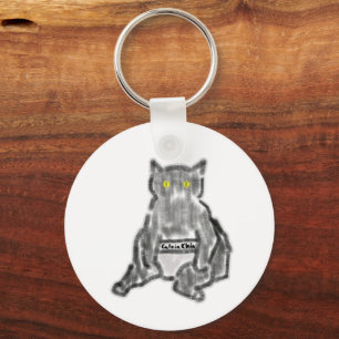 Graue Katzen-Designer-Unterwäsche Gelbe Augen Kuns Schlüsselanhänger