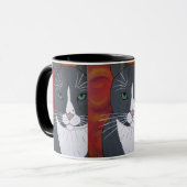Graue Katzen-Gesichts-Tasse Tasse (Vorderseite Links)