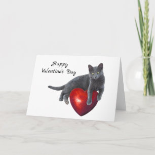 Graue Katzen-Herz-Valentinstag-Karte Feiertagskarte