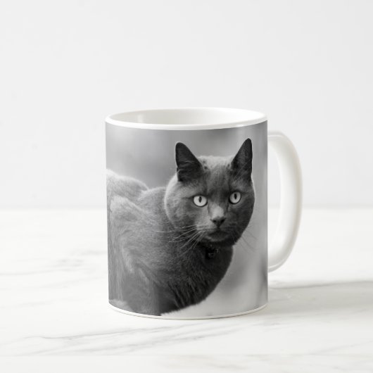Graue Katzen-Kaffee-Tasse Kaffeetasse (VorderseiteRechts)