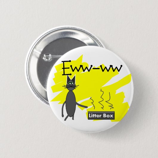 Graue Katzen-Kunst--Unglaublich witzig Stinky Button (Vorne & Hinten)