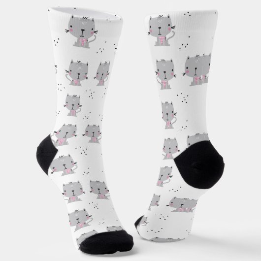 Graue Katzen Socken (Gewinkelt)