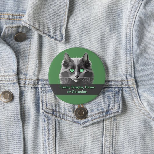 Graue Katzen Thema auf Grün - Name hinzufügen oder Button (Beispiel)