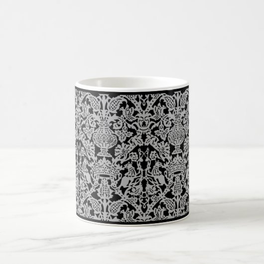 Graue Katzen und Kronen Damask Tasse (Mittel)