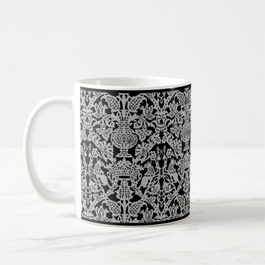 Graue Katzen und Kronen Damask Tasse (Links)