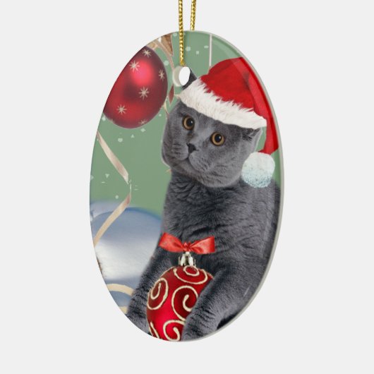 Graue Katzen-Weihnachtsverzierung Keramik Ornament (Links)