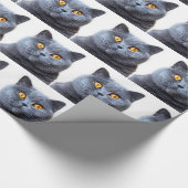 Graue Katzengelbe Augen Geschenkpapier (Ecke)