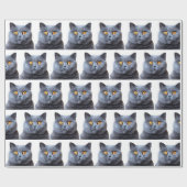 Graue Katzengelbe Augen Geschenkpapier (Flach)