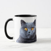 Graue Katzengelbe Augen Tasse (Links)