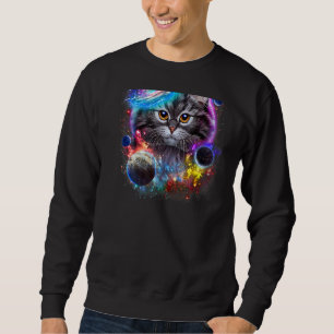 Graue Katzengesicht wirbelt im Planeten Galaxie-Ra Sweatshirt