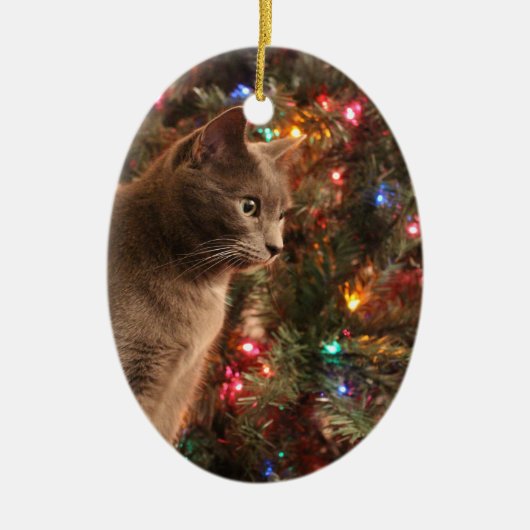 Graue Katzenverzierung Keramikornament (Vorne)