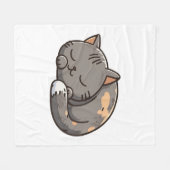 Graue Kawaii Schlafkatze Fleecedecke (Vorderseite (Horizontal))