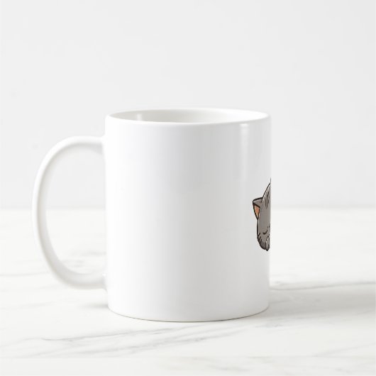 Graue Kawaii Schlafkatze Kaffeetasse (Links)