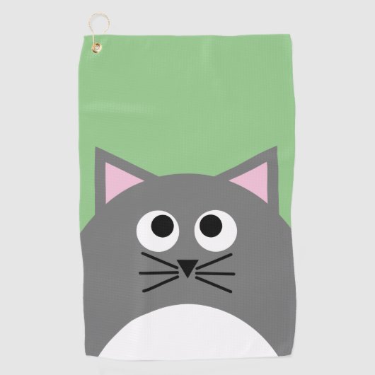Graue Kitty Katze Golfhandtuch (Vorderseite)