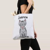 Graue Kitty-Katze Personalisiert Tasche (Von Nahem)