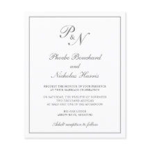 Graue klassische elegante Budget-Hochzeitseinladun