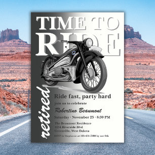 Graue klassische Motorradfahrt-Rentnerparty Einladung