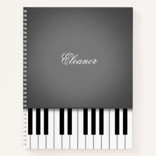 Graue Klaviermusik Tastatur nach Maß Notizblock