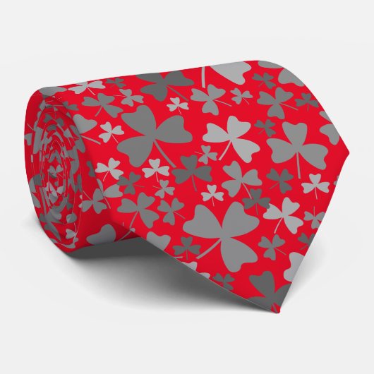 Graue Kleeblätter Krawatte (Gerollt)