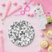 Graue Kleeblätter Pappteller (Party)