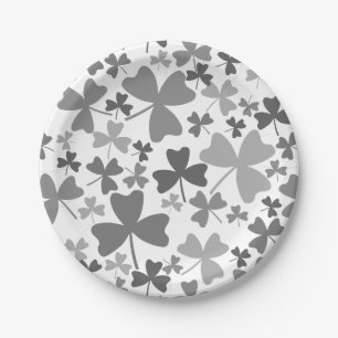 Graue Kleeblätter Pappteller